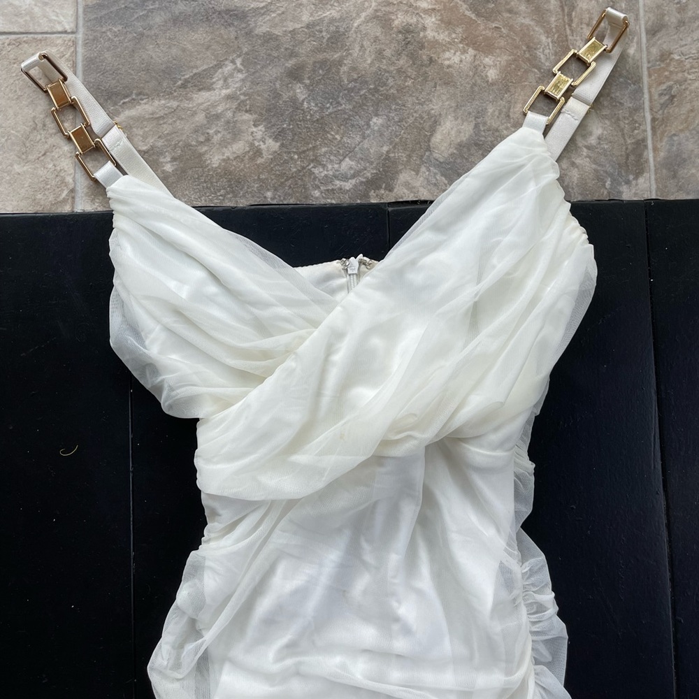 HERA COLLECTION White Long Sheer Dress